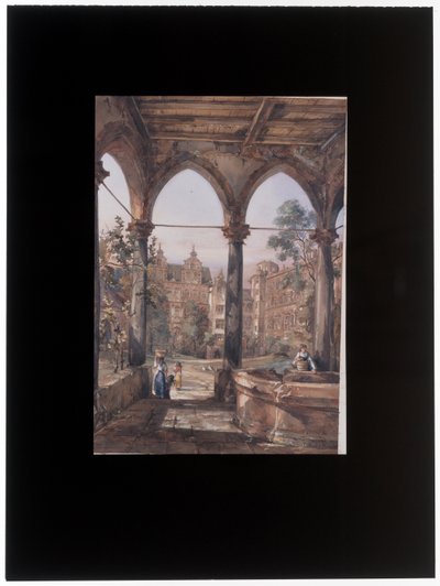 The Courtyard of the Heidelberg Castle by Louis Desire Thienon