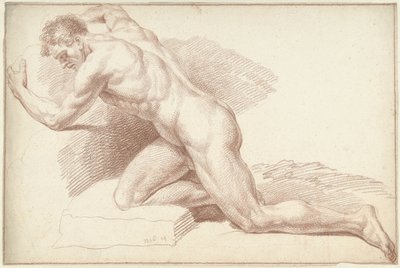 Male Nude, Kneeling, Facing Left by Louis Fabritius Dubourg