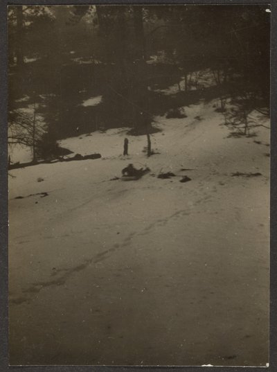 Child Sledding Down Hill by Louis Fleckenstein
