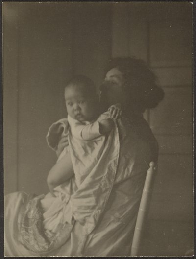 Mother Holding Baby in Chair by Louis Fleckenstein