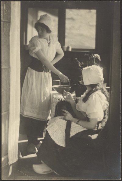 Two Women Dressed in Dutch Costumes by Louis Fleckenstein