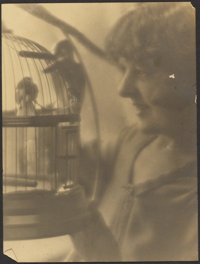 Woman with Birdcage by Louis Fleckenstein