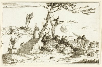 Landscape with Classical Statue by Louis Gabriel Moreau