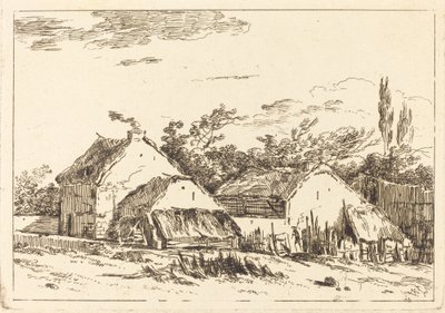 Two Barns by Louis Gabriel Moreau the Elder