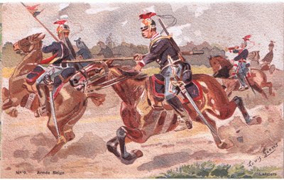 Lanciers, Postcard, 1920s by Louis Geens