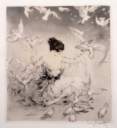 Girl with Doves by Louis Icart