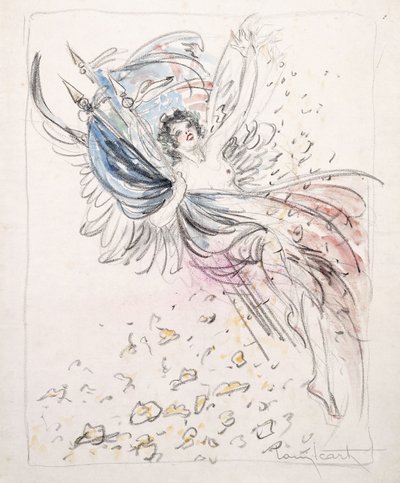 Girl with Flags by Louis Icart