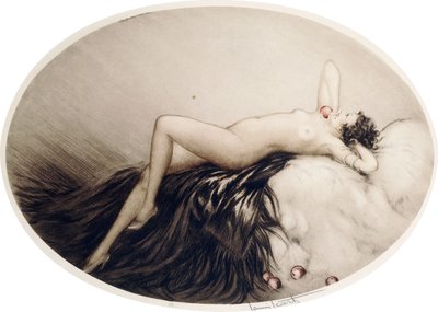 Reclining Nude with Apples by Louis Icart