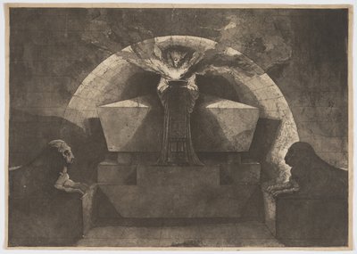 Tomb with Death Standing by Louis Jean Desprez