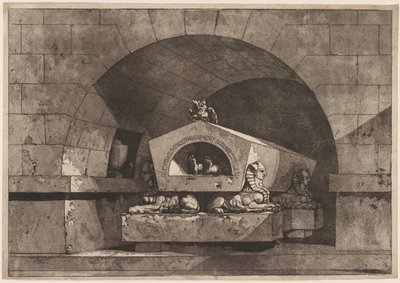 Tomb with Sphinx by Louis Jean Desprez