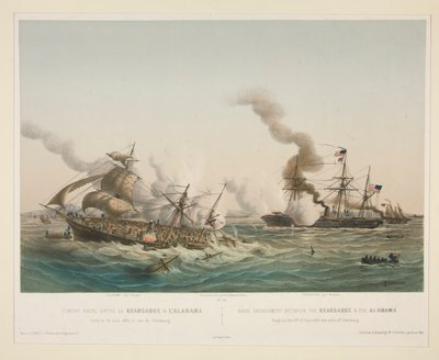 Naval Combat between the Kearsage & l by Louis Le Breton