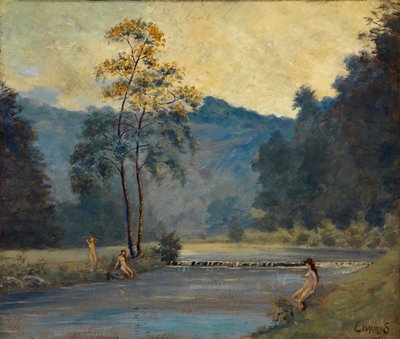 Three Girls and River by Louis M. Eilshemius