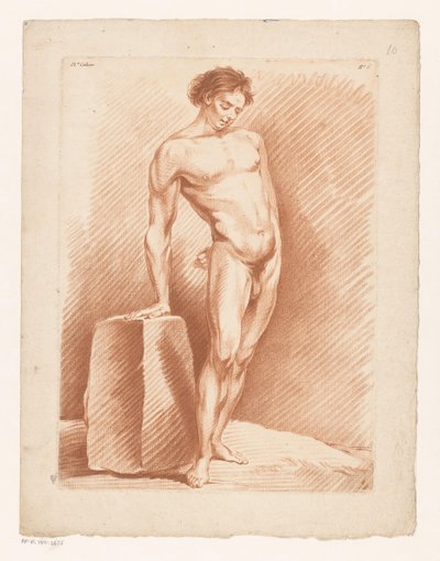 Male Nude Next to a Block by Louis Marin Bonnet (possibly)