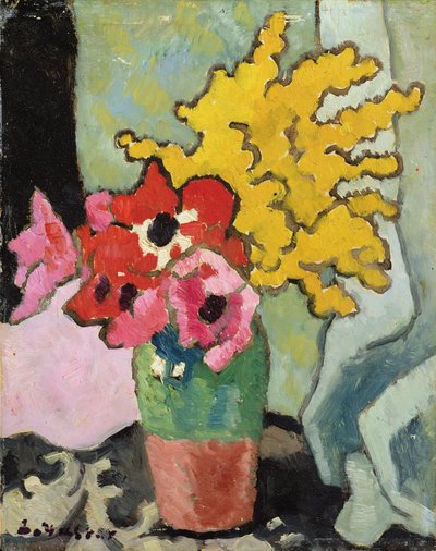 Anemones and Mimosa by Louis Valtat