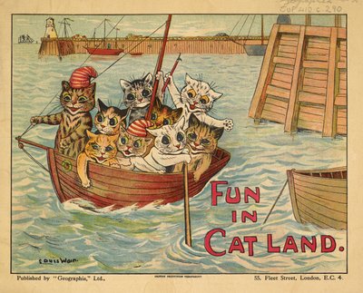 Cats in a boat by Louis Wain
