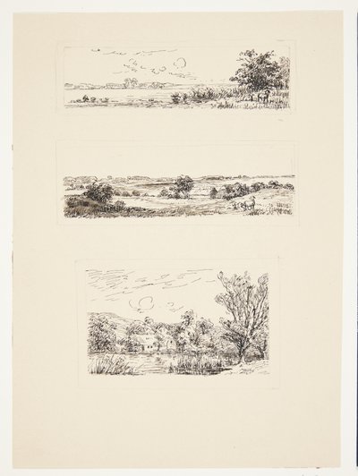 Sheet with Three Small Landscapes by Louise Ravn Hansen