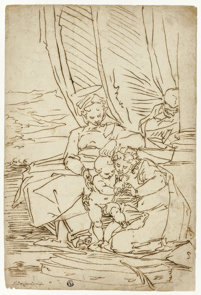 Holy Family with Saint Catherine by Luca Cambiaso
