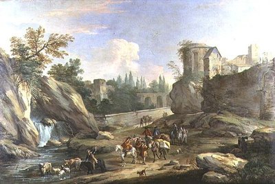 Travellers in the Campagna by Luca Carlevaris