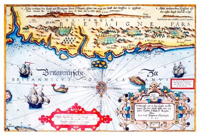 Navigation Chart of Brittany Coast by Lucas Janszoon Waghenaer