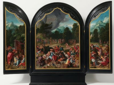 Adoration of the Golden Calf. Around 1530 by Lucas van Leyden