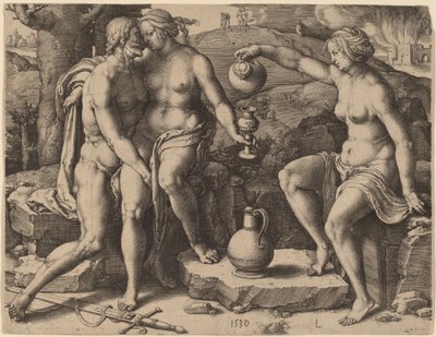 Lot and His Daughters by Lucas van Leyden