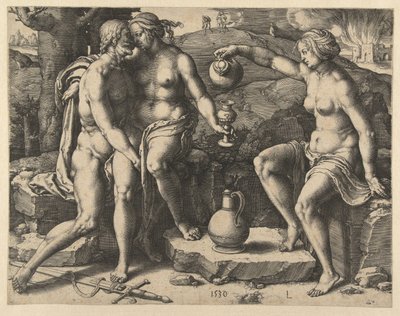 Lot and His Daughters by Lucas van Leyden