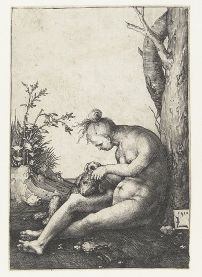 Naked Woman with Dog by Lucas van Leyden