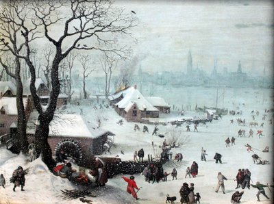 Winter Landscape near Antwerp with Snowfall by Lucas van Valckenborch