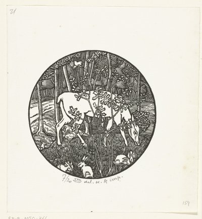 Grazing Deer by Lucien Pissarro