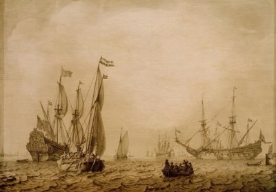 Ships at the Roadstead of Vlissingen (?) by Ludolf Backhuysen