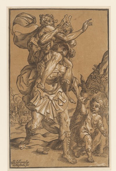 Aeneas Carrying His Father from Troy by Ludwig Businck