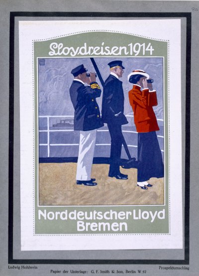 Poster showing Cruise ship deck by Ludwig Hohlwein