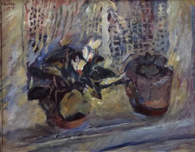 Still Life with Flowerpots in the Window by Ludvik Peter Karsten