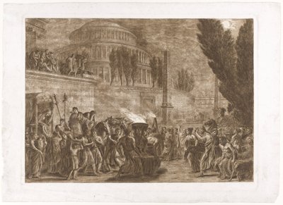 Procession at Ancient Temple by Luigi Ademollo