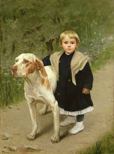 Young Child and a Big Dog by Luigi Toro