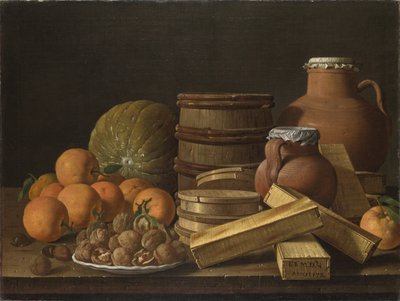 Still Life with Oranges and Walnuts by Luis Egidio Melendez