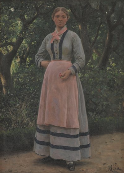 Young Girl in a Garden by M. Therkildsen