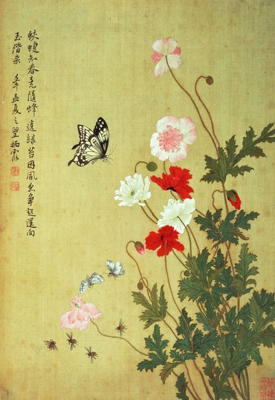 Poppies, Butterflies and Bees by Ma Yuanyu