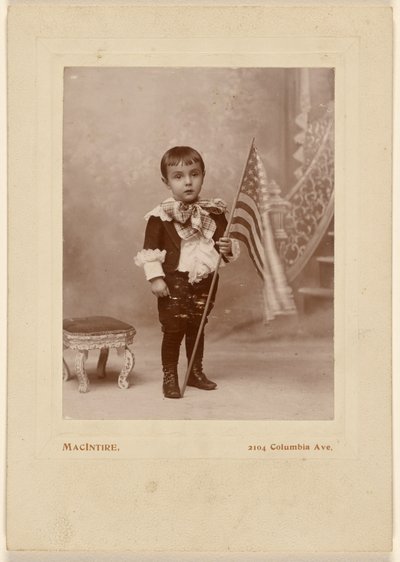 Little Boy Holding an American Flag by MacIntire