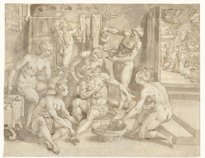 The Rich Man in the Bath by Maerten de Vos