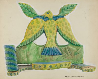 Painted Wooden Sconce, c. 1939 by Majel G. Claflin