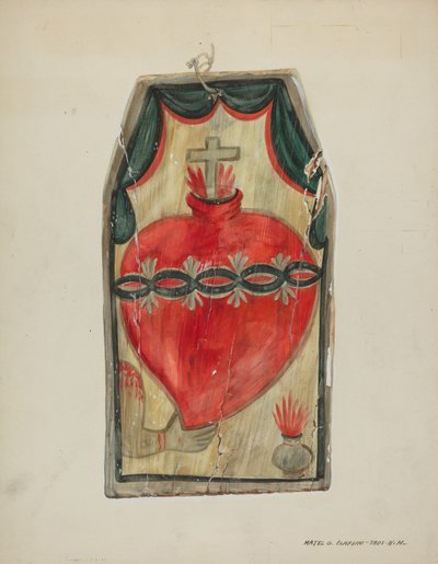 Retablo Sacred Heart, c. 1939 by Majel G. Claflin