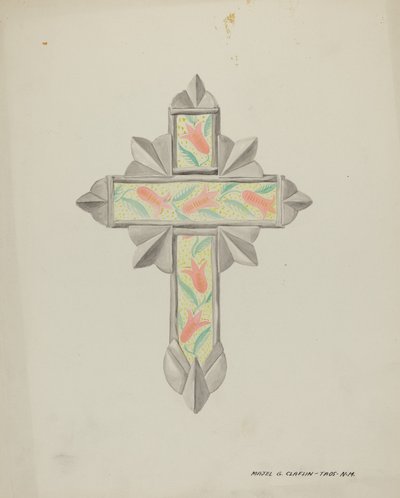 Tin & Wall Paper Cross, c. 1937 by Majel G. Claflin