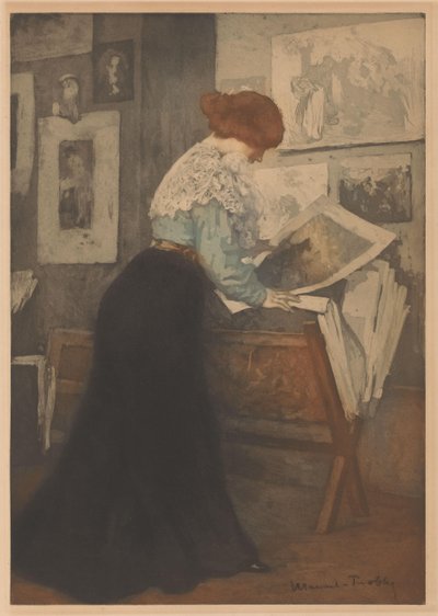 Woman in Front of a Print Stand by Manuel Robbe