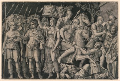 Trajan Crowned by Victory by Marc Antonio Raimondi