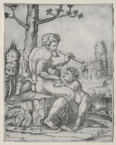 Faun and Child by Marcantonio Raimondi