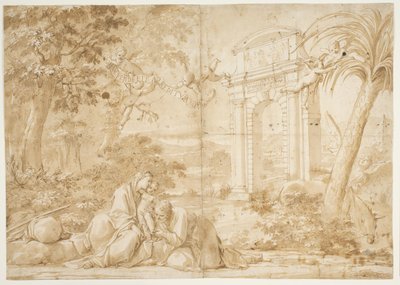 Scene from the Flight into Egypt by Marcantonio Franceschini