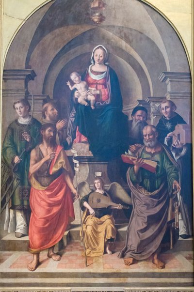 Virgin and Child Surrounded by Saints by Marco Palmezzano