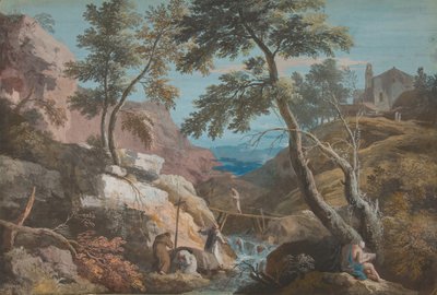 Mountainous Landscape with Hermits by Marco Ricci