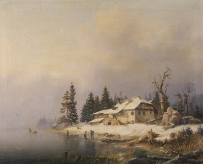 Farm by the Winter Lake by Marcus Pernhardt